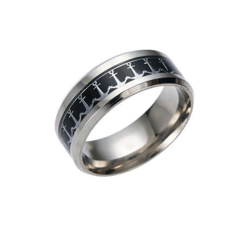 Mens Titanium Nautical Anchor Design Band. Ring Size 6,7,8,9,10,11,12,13